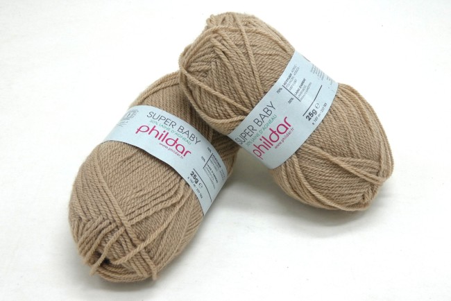  2 pelotes laine X 25 gr Phildar SUPER BABY marron chamois 402