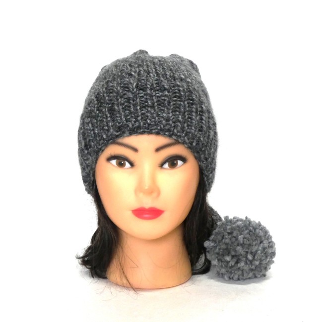 P1010618 Bonnet lutin gris chiné laine Bergère de France Alaska coloris Campagnol