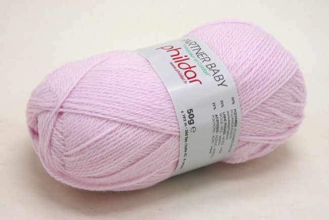 Lot 2 pelotes Laine Phildar PARTNER BABY C 207 églantine rose