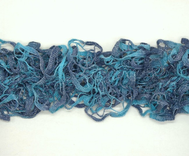 Echarpe femme froufrou bleu turquoise et bleu jean 