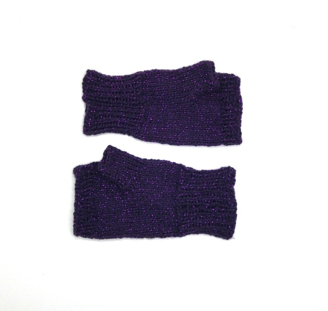 P1110847 Mitaines violette pailletée avec pouce