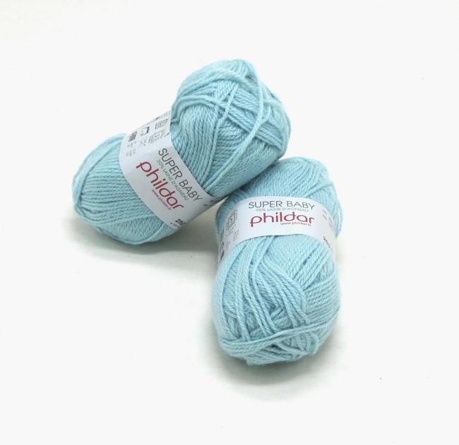  2 pelotes laine X 25 gr Phildar SUPER BABY  céladon 407