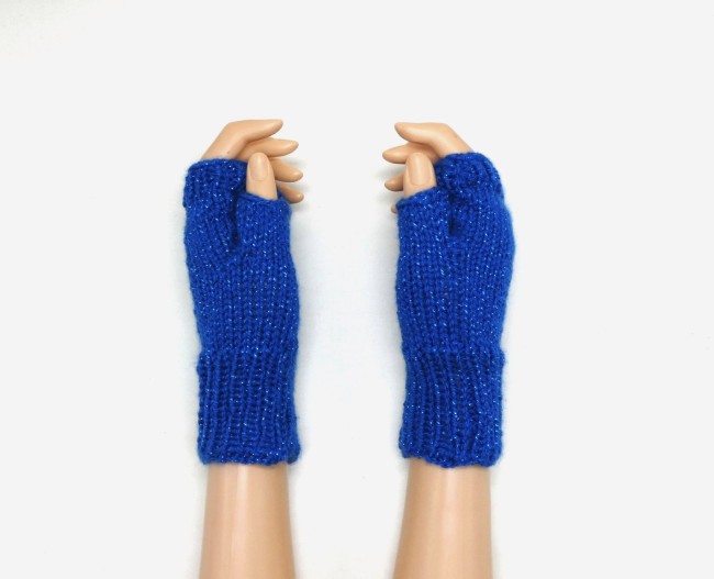 Mitaines bleu roi pailletée jo métal
