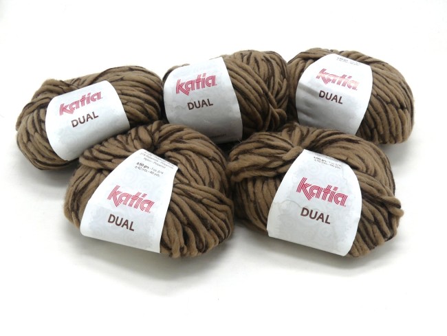 5 pelotes de laine Katia Dual marron 073