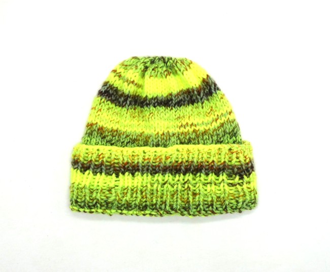 P1010749 Bonnet homme jaune fluo / muliticlore