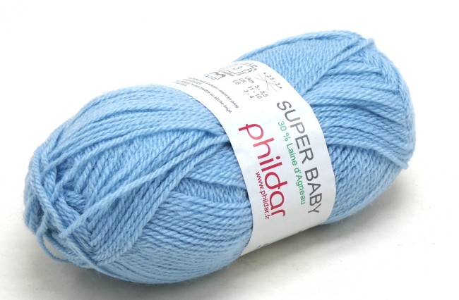 Lot 2 pelotes laine Phildar SUPER BABY bleu ciel C 408 