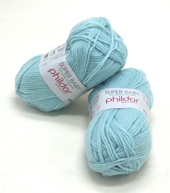  2 pelotes laine X 25 gr Phildar SUPER BABY  céladon 407
