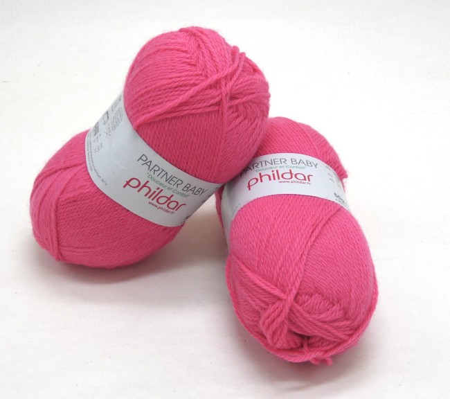 Lot 2 pelotes Laine Phildar PARTNER BABY C 202 Berlingot rose 