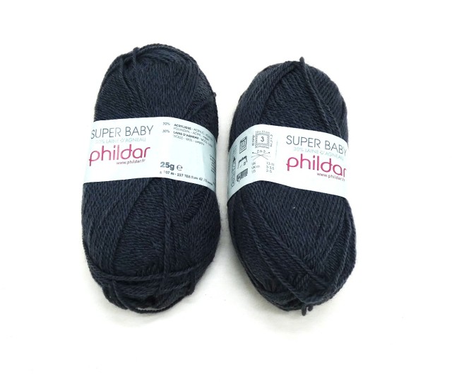Lot 2 pelotes laine X 25 gr Phildar SUPER BABY souris 404