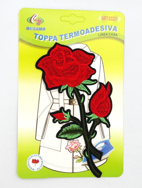 Patch thermocollant fleur rose rouge 