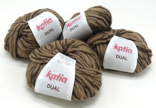  4 pelotes de laine Katia Dual marron 073
