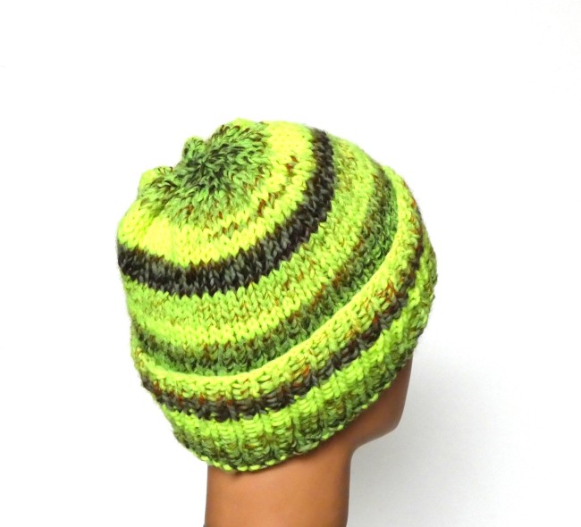 P1010748 Bonnet homme jaune fluo / muliticlore