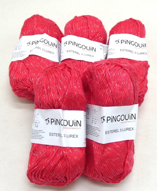  5 pelotes de fil pingouin Esrerel 3 Lurex C 305 