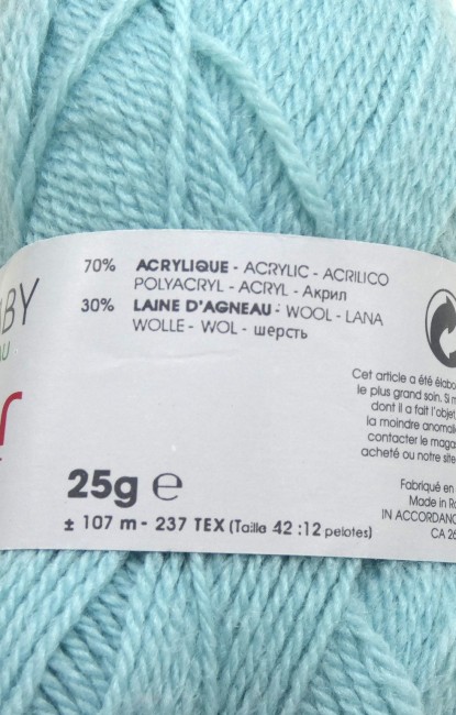  2 pelotes laine X 25 gr Phildar SUPER BABY  céladon 407