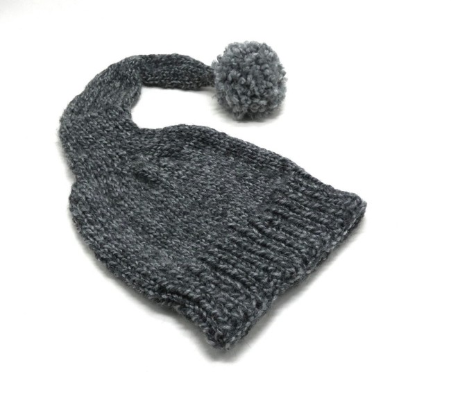 P1010624 Bonnet lutin gris chiné laine Bergère de France Alaska coloris Campagnol