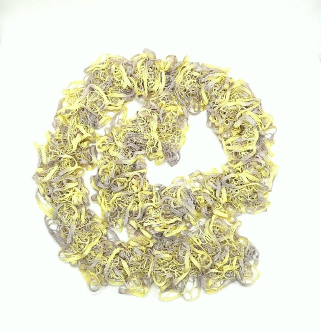 P1040797 Echarpe femme froufrou jaune & beige Laguna