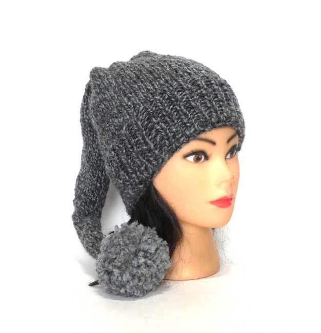 P1010621 Bonnet lutin gris chiné laine Bergère de France Alaska coloris Campagnol