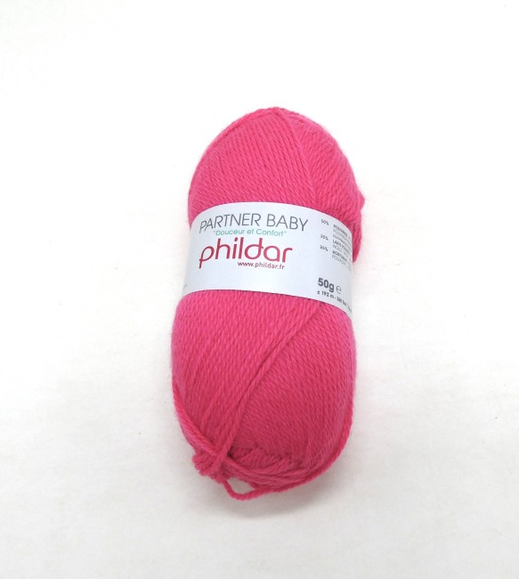 Lot 2 pelotes Laine Phildar PARTNER BABY C 202 Berlingot rose 
