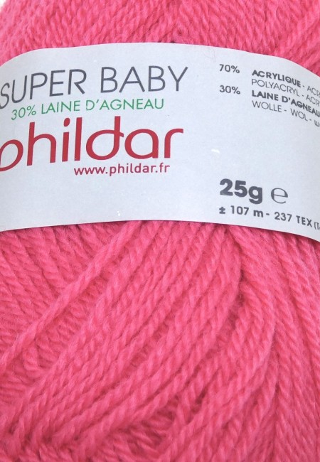 Une pelote de laine Phildar SUPER BABY rose Berlingot C 411