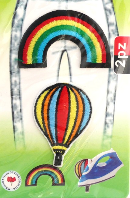 Ecussons thermocollants arc en ciel / mongolfière