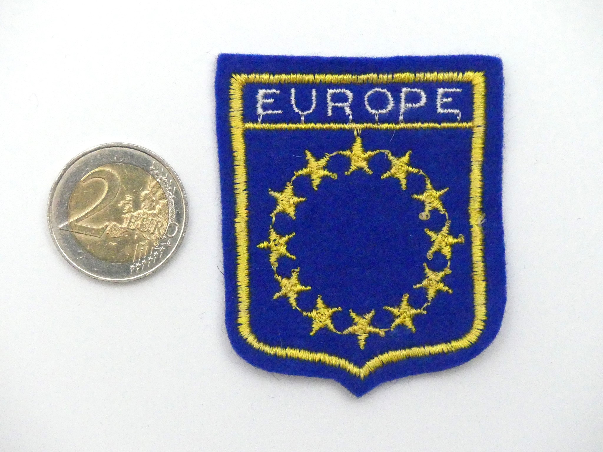 Patch Broderie Drapeau Européen - 5x8 Cm, Fixation Mâle/Femelle