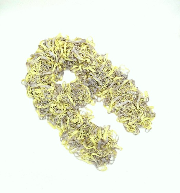 P1040801 Echarpe femme froufrou jaune & beige Laguna