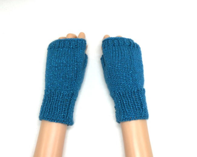Mitaines bleu turquoise pailletée