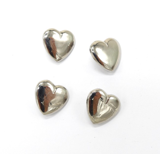 4 Boutons couture coeur métal 17 mm 