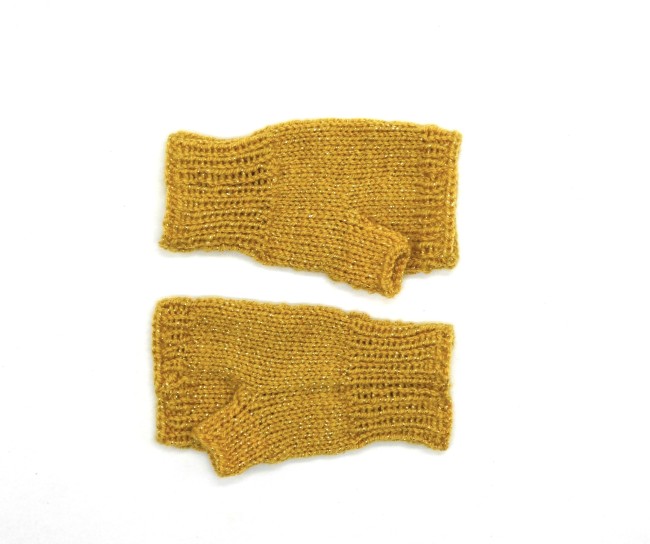 Mitaines jaune pailletée doré or pour femme 