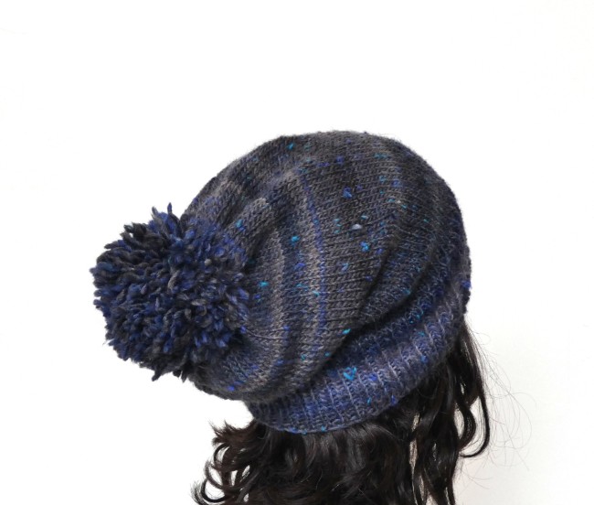 P1060019 Bonnet femme bleu/gris laine Plassard Champêtre