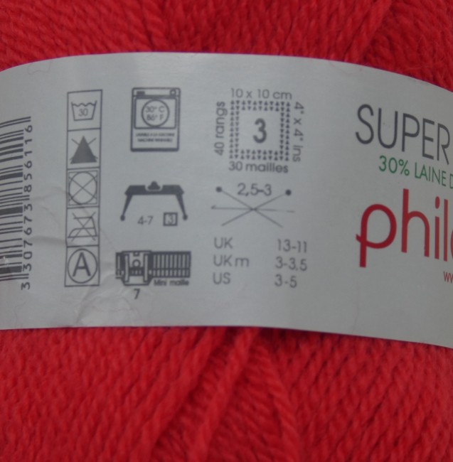 2 pelotes laine X 25 gr Phildar SUPER BABY rouge groseille 402