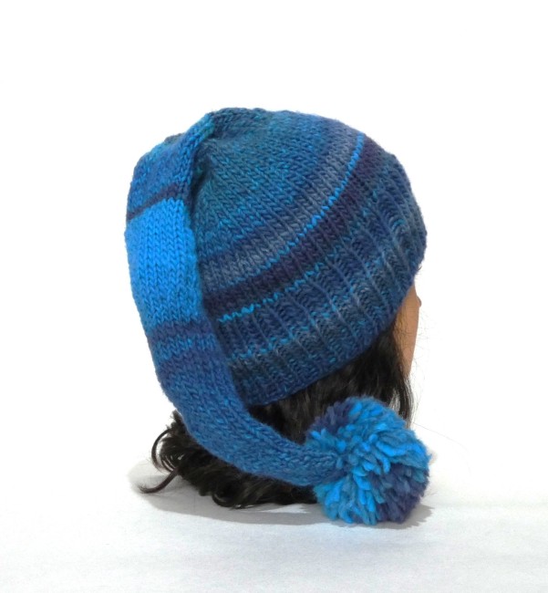 P1010409 Bonnet lutin laine bleu /turquoise