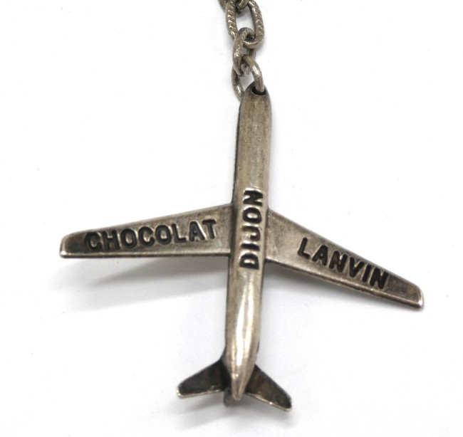 Porte clé ancien métal publicitaire AVION Chocolat Lanvin DIJON