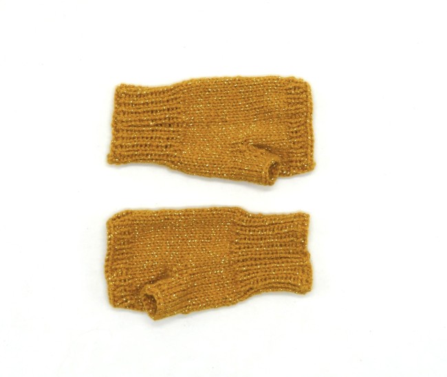 Mitaines safran pailletée doré or avec pouce 