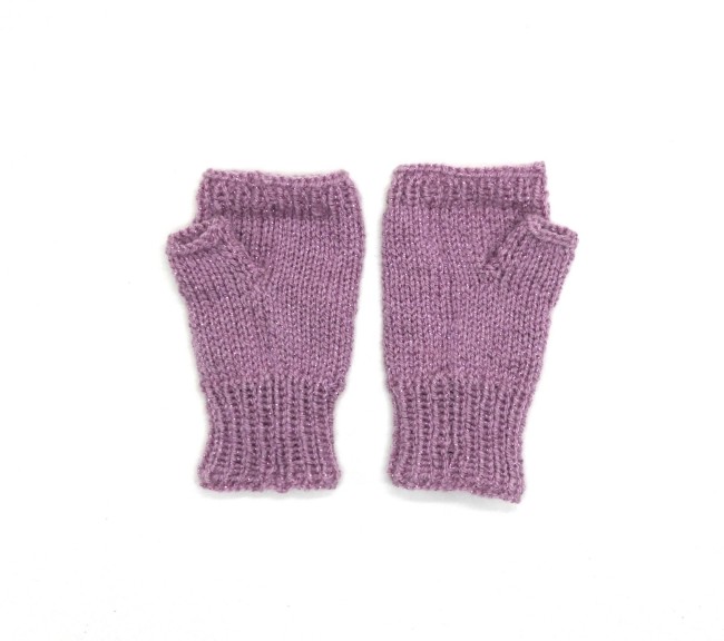 Mitaines femme pouce coloris vieux rose pailleté  C 17 jo métal