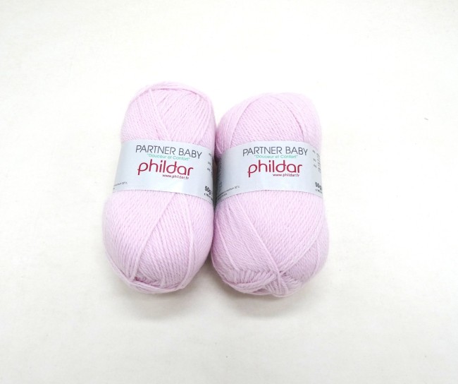 Lot 2 pelotes Laine Phildar PARTNER BABY C 207 églantine rose