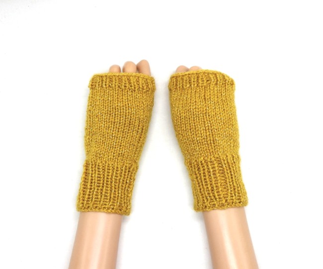 Mitaines jaune pailletée doré or pour femme 