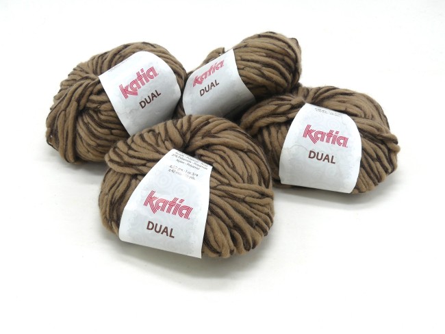  4 pelotes de laine Katia Dual marron 073