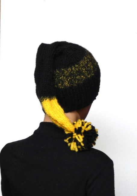 Bonnet lutin Noir / jaune laine Katia Cap