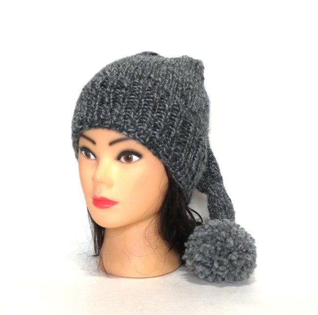 P1010619 Bonnet lutin gris chiné laine Bergère de France Alaska coloris Campagnol