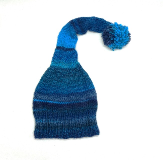 P1010412 Bonnet lutin laine bleu /turquoise