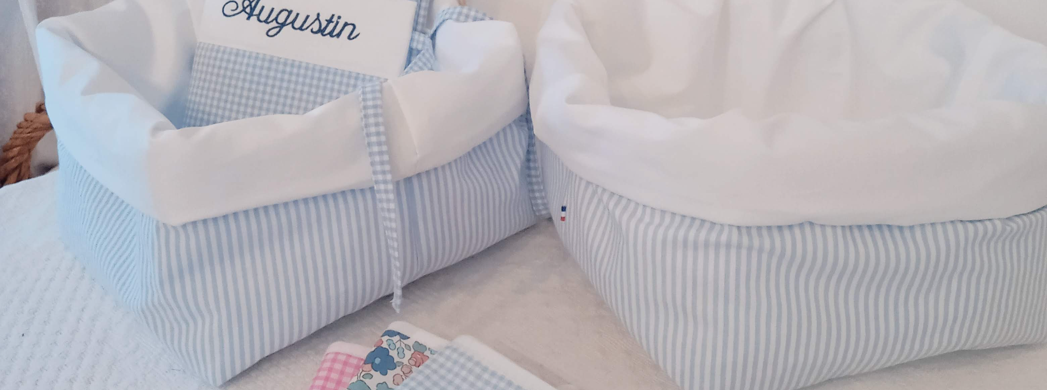 Panier de rangement en tissu pour bébé et table à langer, confectionné à la main