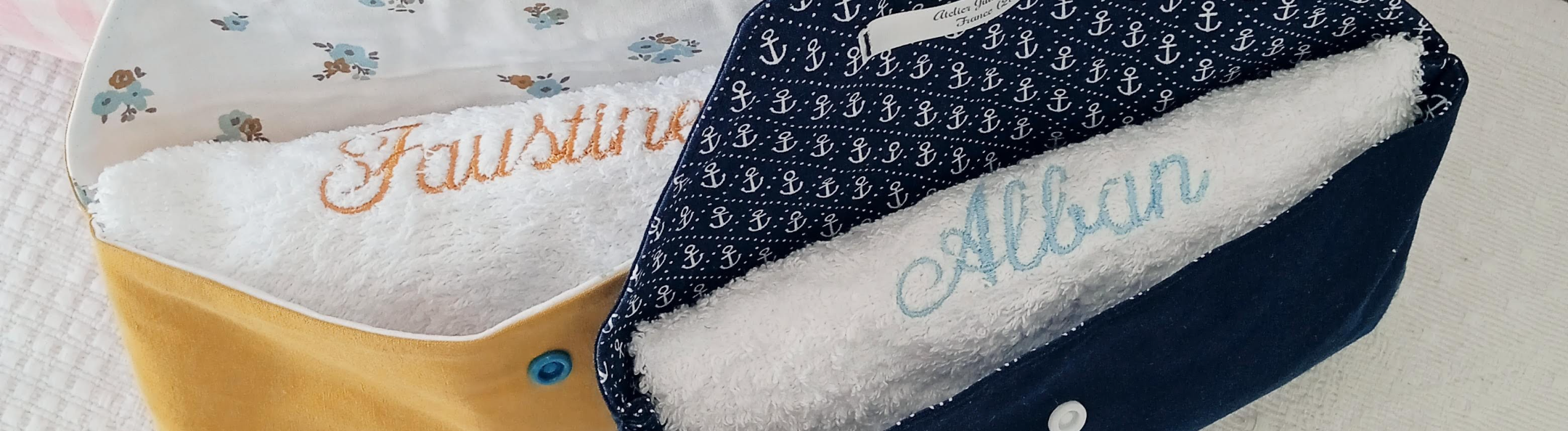 Serviettes de cantine et pochettes range-serviette personnalisées faites main pour enfant