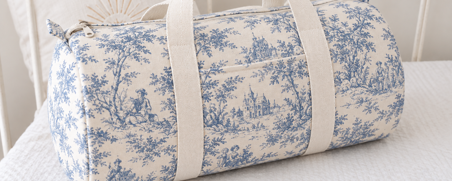 Sac polochon enfant personnalisé en toile de Jouy