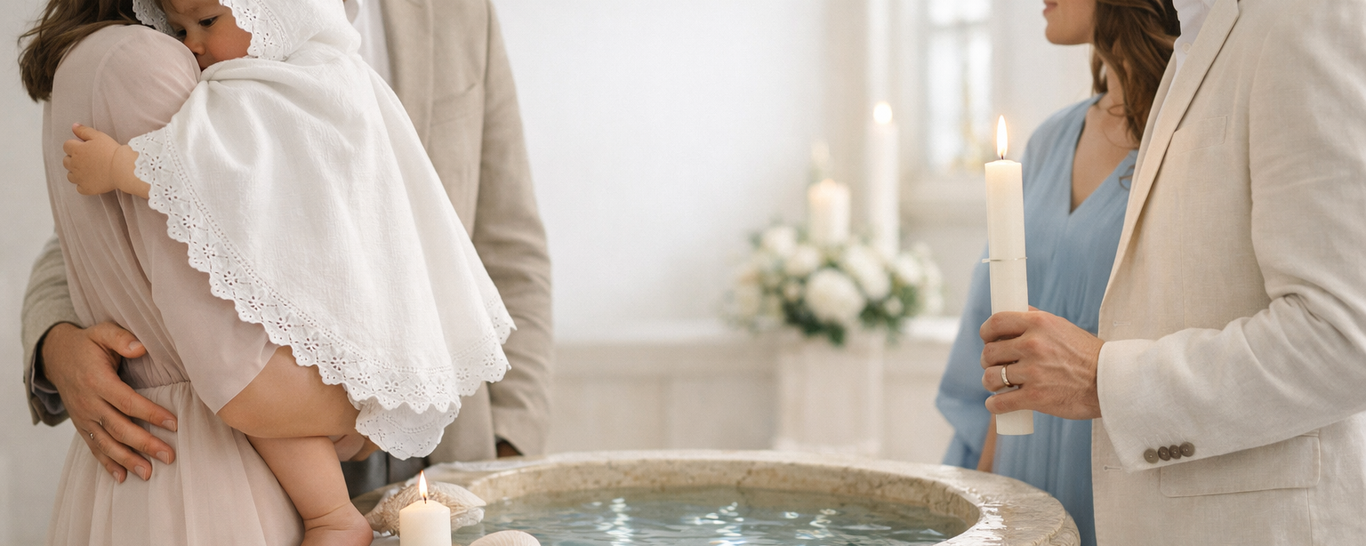 Cape de baptême personnalisée en coton blanc brodé avec feston de dentelle