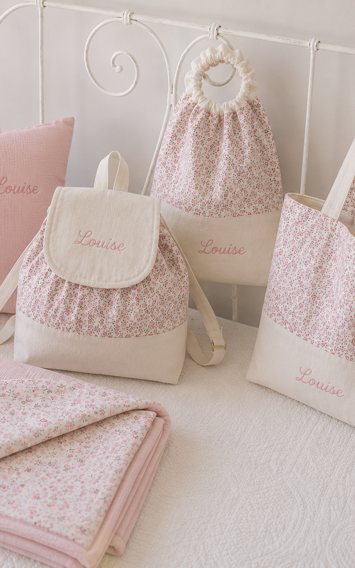 confections artisanales surmesure et personnalisées avec broderie prénom, spéciale école maternelle