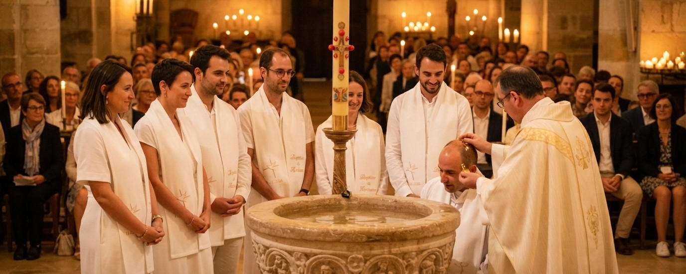 écharpes de baptêmes personnalisées pour adulte à la vigile pascale