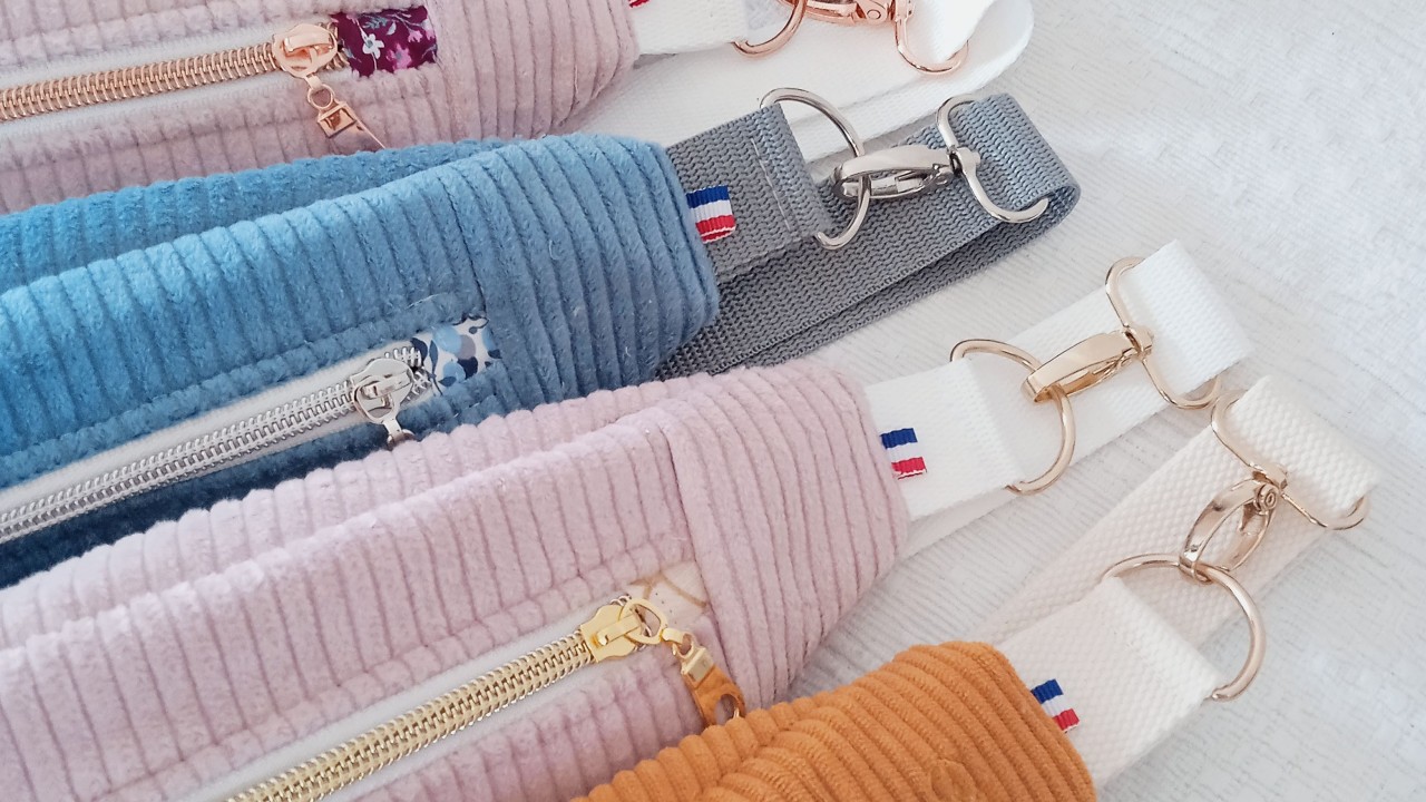 sacs bananes en velours côtelé