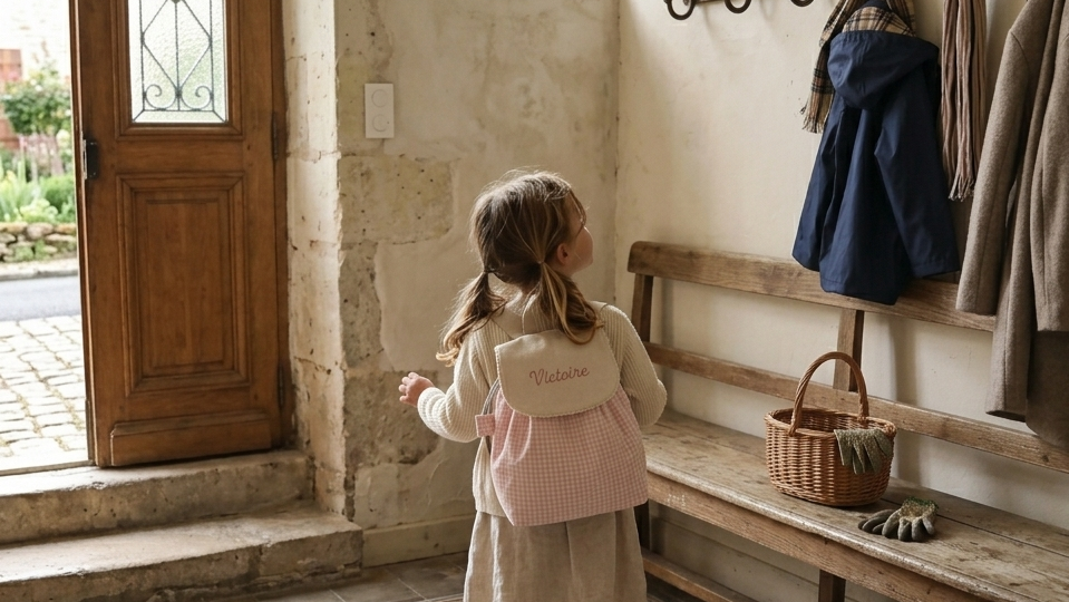 confection personnalisée avec broderie pour la rentrée en école maternelle ou à la crèche