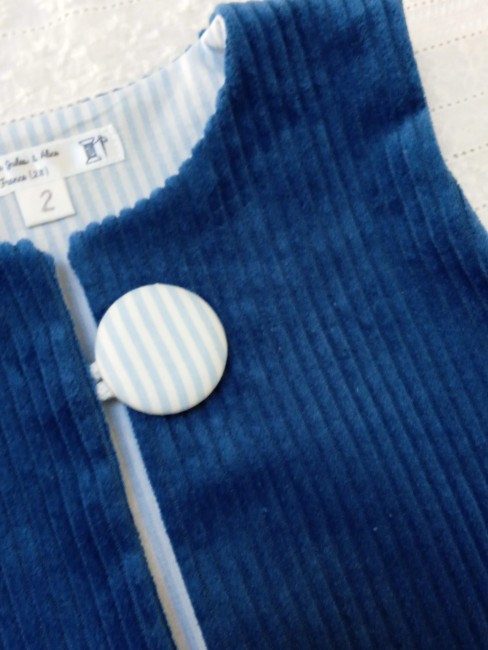 Gilet de berger velours côtelé et rayures (tissu au choix!)